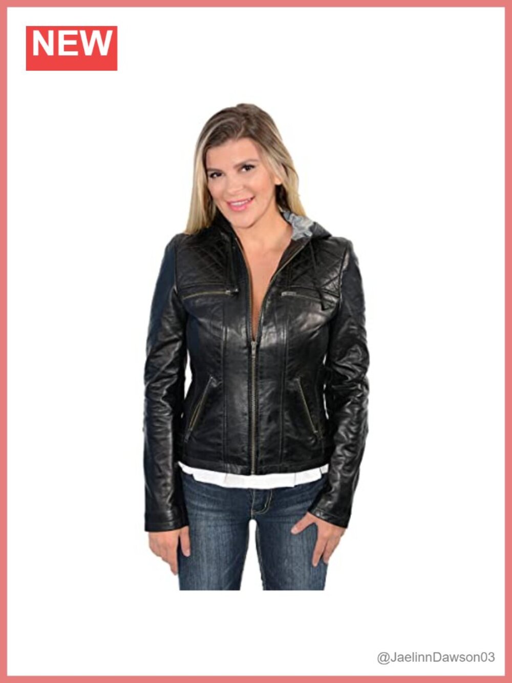Lambskin Leather Hooded Scuba Moto Jacket Zip Front Lightweight